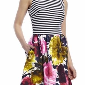Just Taylor Striped Floral Pocket dress 6